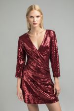 Sequined draped mini dress