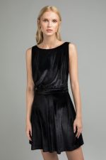 Velvet open-back mini dress