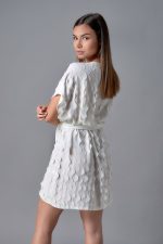 Textured mini dress with belt - Image 4