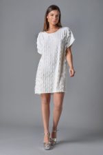 Textured mini dress with belt - Image 3